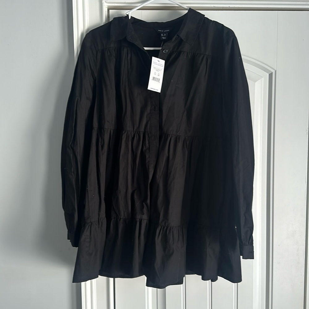 New Look tiered longline button down shirt